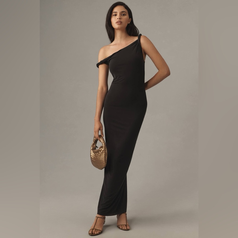 Good American Sunwashed Jersey Twist Maxi Dress in Black XS